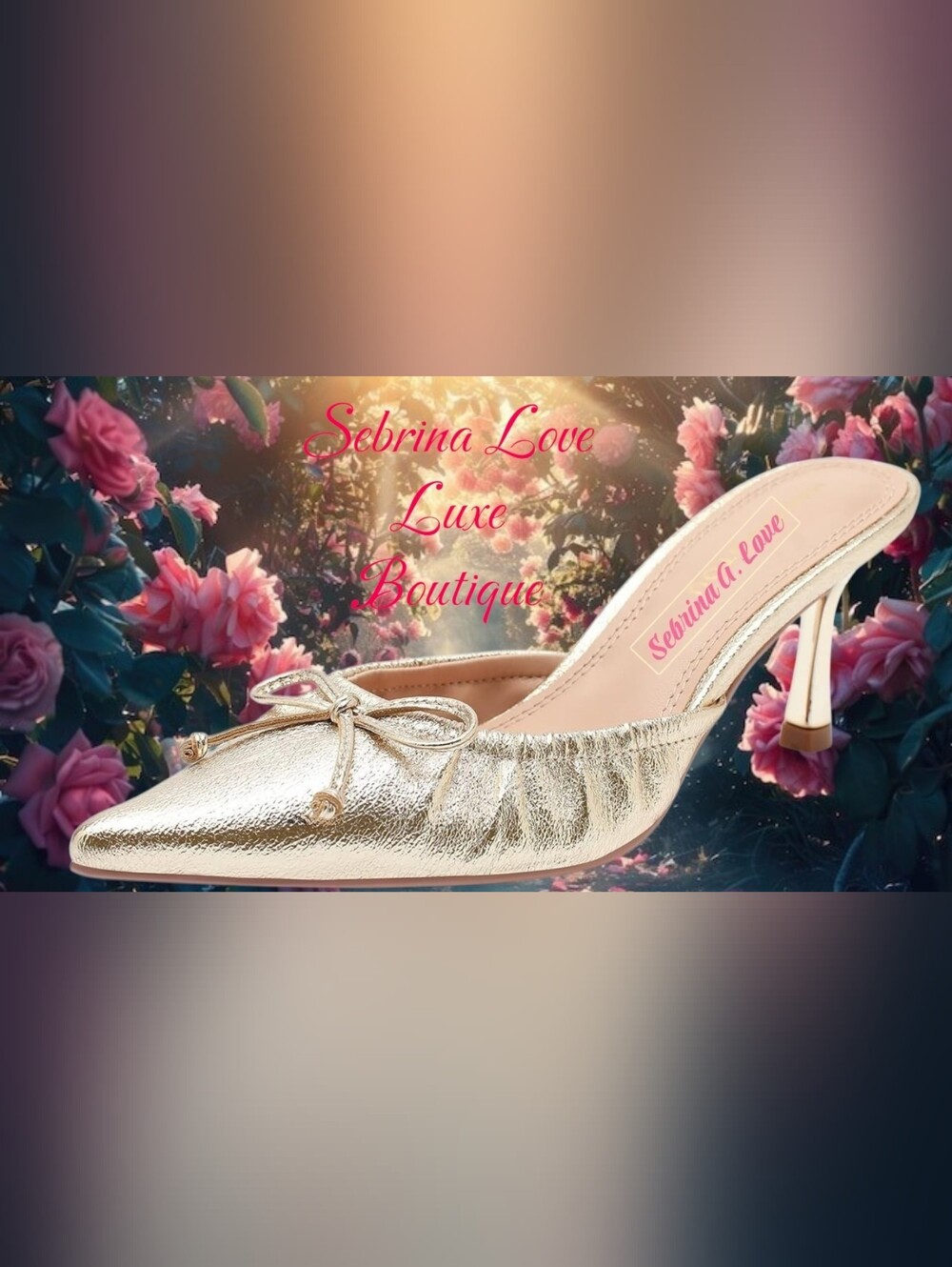 Elegant Metallic Gold Ballet Inspired Kitten Heel Mules